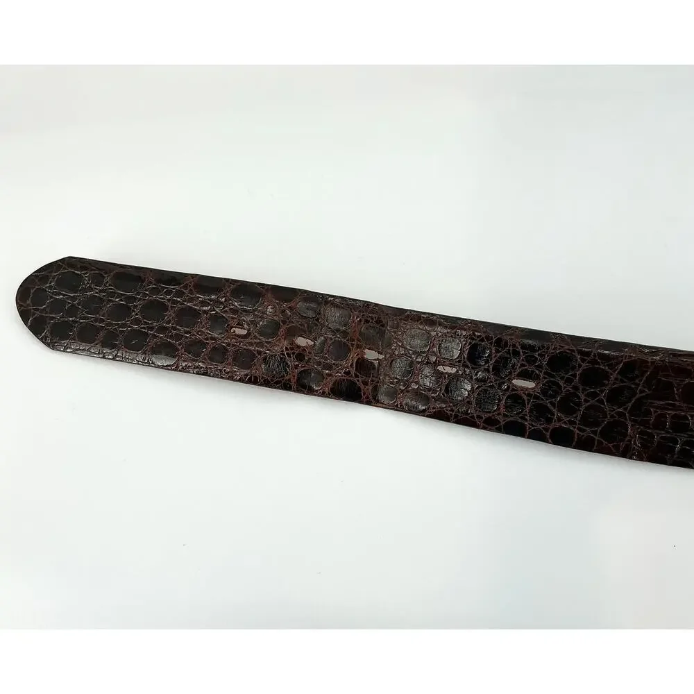 Justin Genuine Alligator Leather Belt 34 Dark Brown Western Removable Buckle